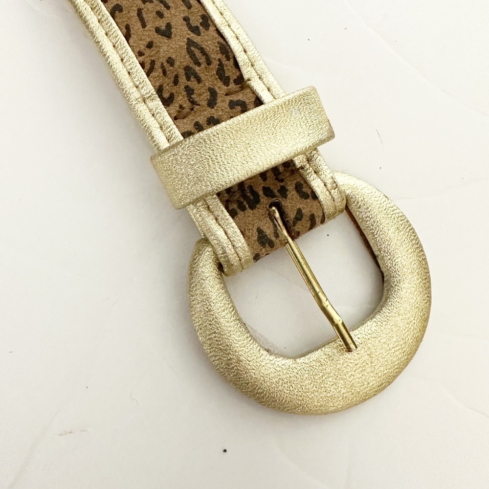 vintage Accessories by Pearl metallic gold & leopard suede BELT ladies LARGE - Picture 6 of 10